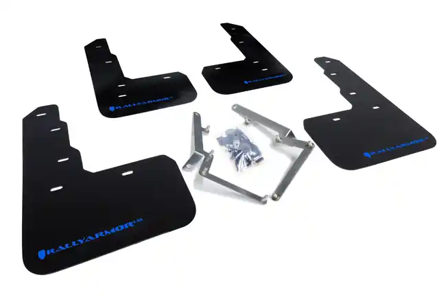 Rally Armor 17-21 Civic Type R Black w/ Blue Logo MudflapsPart Number MF47-UR-BLK/BL